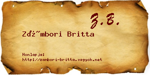 Zámbori Britta névjegykártya